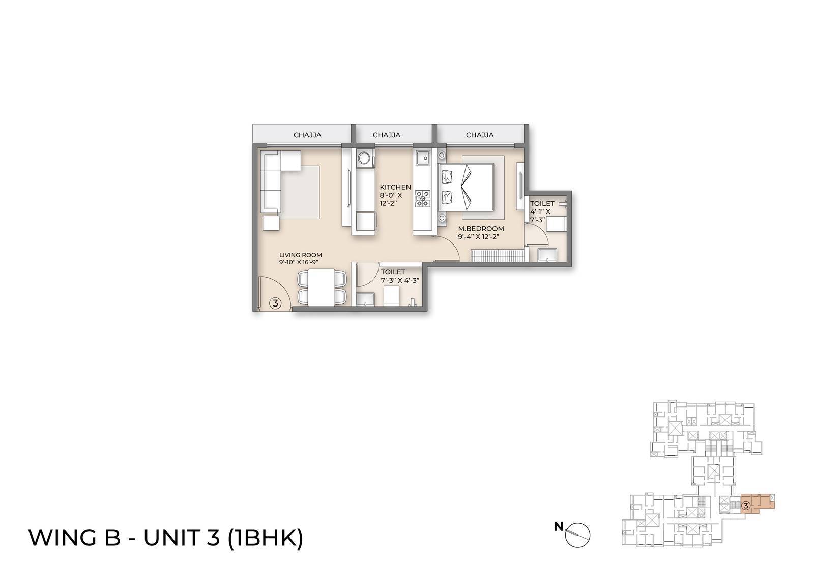 Wing B Floor Plan unit 3